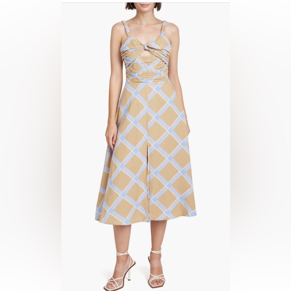 En Saison Isla Windowpane Plaid Midi Dress Perfect Condition Size Small